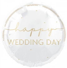 Balloon Foil 18 Happy Wedding Day Uninflated