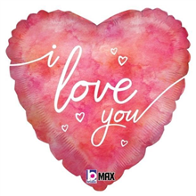 Balloon Foil 18 I Love You Watercolour Uninflated