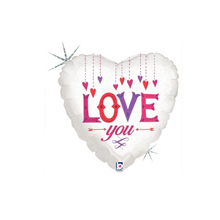 Balloon Foil 18 Love You Hanging Hearts Uninflated