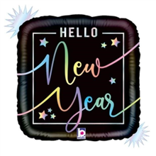 Balloon Foil 18 Opal Hello New Year Uninflated