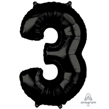 Balloon Foil 26 Black 3 Uninflated