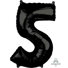 Balloon Foil 26 Black 5 Uninflated