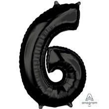 Balloon Foil 26 Black 6 Uninflated