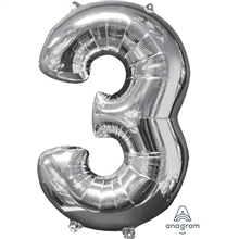 Balloon Foil 26 Silver 3 Uninflated