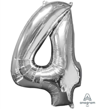 Balloon Foil 26 Silver 4 Uninflated