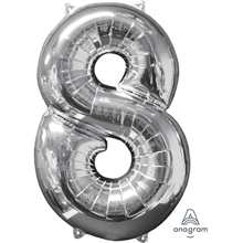 Balloon Foil 26 Silver 8 Uninflated