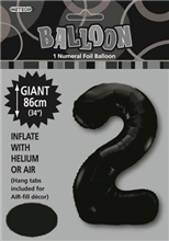 Balloon Foil 34 Black 2 Uninflated