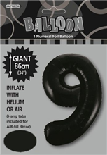 Balloon Foil 34 Black 9 Uninflated