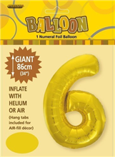 Balloon Foil 34 Gold 6 Uninflated