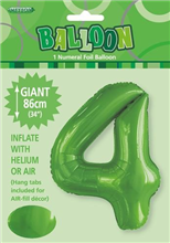 Balloon Foil 34 Lime Green 4 Uninflated