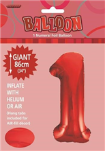 Balloon Foil 34 Red 1 Uninflated