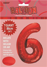 Balloon Foil 34 Red 6 Uninflated