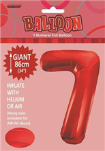 Balloon Foil 34 Red 7 Uninflated 