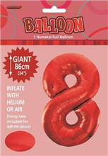 Balloon Foil 34 Red 8 Uninflated 