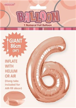 Balloon Foil 34 Rose Gold 6 Uninflated 