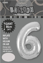 Balloon Foil 34 Silver 6 Uninflated