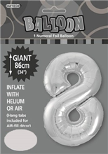 Balloon Foil 34 Silver 8 Uninflated