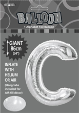 Balloon Foil 34 Silver C Uninflated