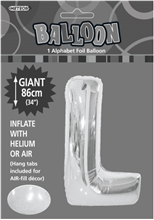 Balloon Foil 34 Silver L Uninflated
