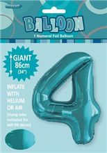 Balloon Foil 34 Teal 4 Uninflated