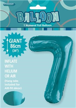Balloon Foil 34 Teal 7 Uninflated 
