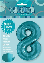 Balloon Foil 34 Teal 8 Uninflated 