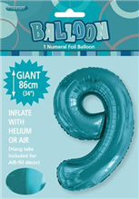 Balloon Foil 34 Teal 9 Uninflated 