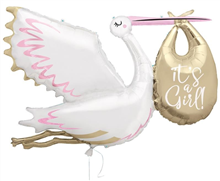 Balloon Foil 62 Stork Its A Girl Uninflated 