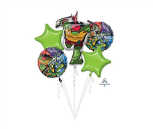 Balloon Foil Bouquet Rise of TMNT 5Pk Uninflated