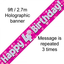 Banner Foil 4th Pink Happy Birthday Oakwood