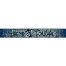 Banner Foil Glitter Navy 21st 27m