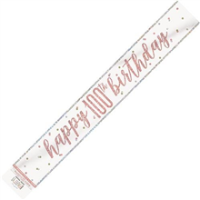 Banner Foil Rose Gold 100th Birthday