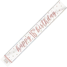 Banner Foil Rose Gold 16th Birthday