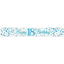 Banner Foil Spark Fizz Blue Happy 18th Birthday