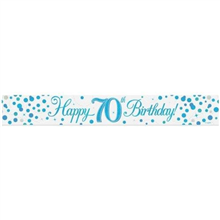 Banner Foil Spark Fizz Blue Happy 70th Birthday 