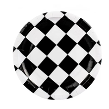 Black  White Checkered Paper Plates 8Pk