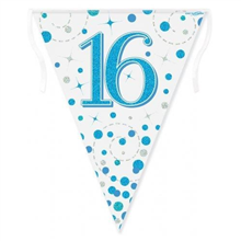 Bunting 16th Birthday Spark Fizz Blue 39m