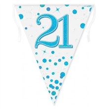 Bunting 21st Birthday Spark Fizz Blue 39m