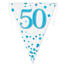 Bunting 50th Birthday Spark Fizz Blue 39m
