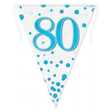 Bunting 80th Birthday Spark Fizz Blue 39m