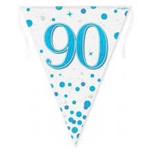 Bunting 90th Birthday Spark Fizz Blue 39m