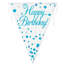 Bunting Happy Birthday Spark Fizz Blue 39m