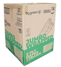 Bygreen Straw 5 Ply Jumbo Black Individually Wrapped 1000Ctn