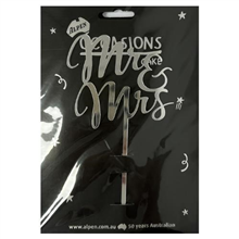 Cake Topper Acrylic Silver Mr  Mrs 