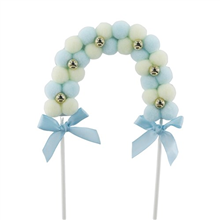 Cake Topper Pom Pom Blue Ribbon