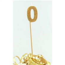 Candle 0 Long Pick Gold Glitter