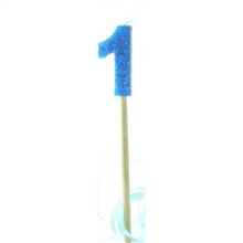 Candle 1 Long Pick Blue Glitter
