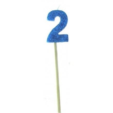 Candle 2 Long Pick Blue Glitter