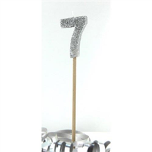 Candle 7 Long Pick Silver Glitter