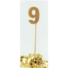 Candle 9 Long Pick Gold Glitter